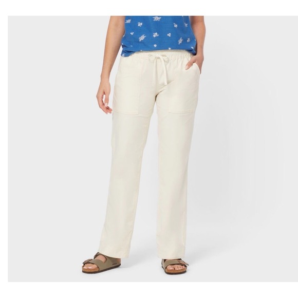 Duluth Trading Co Pants - Duluth NEW! Women's Dobby Pull-On Tie Waist Pants In Antique White Sz 6L